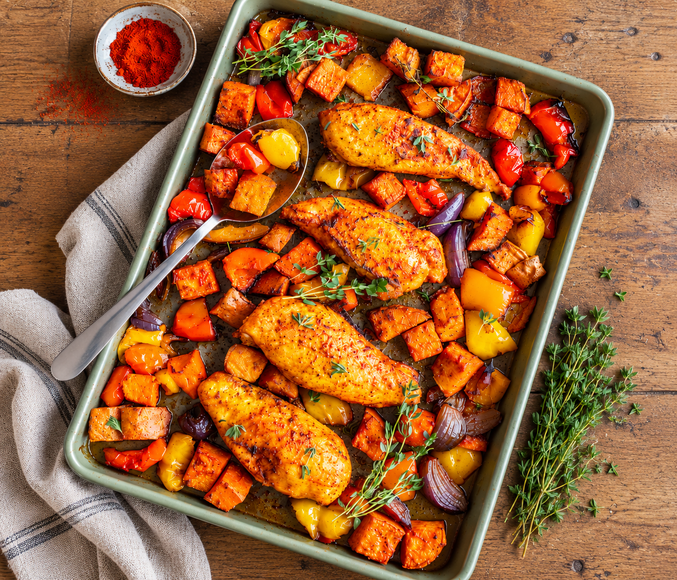 chicken sweet potato traybake